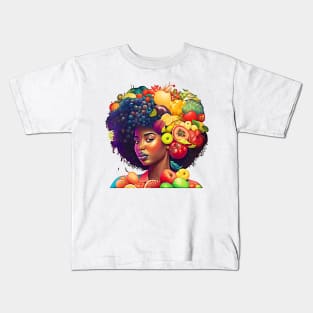 Fruitful Black Woman Healthy Food African American Women Kids T-Shirt